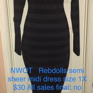 NWOT semi sheer Rebdolls midi dress size 1X $30